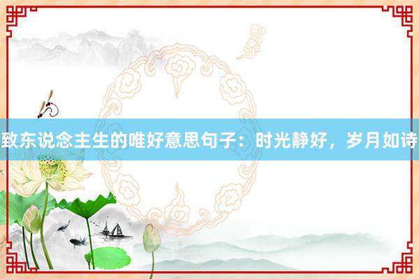 致东说念主生的唯好意思句子:时光静好,岁月如诗